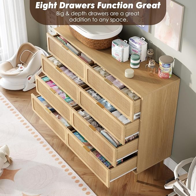 GarveeHome Rattan 8 Drawer Dressers - Image 4
