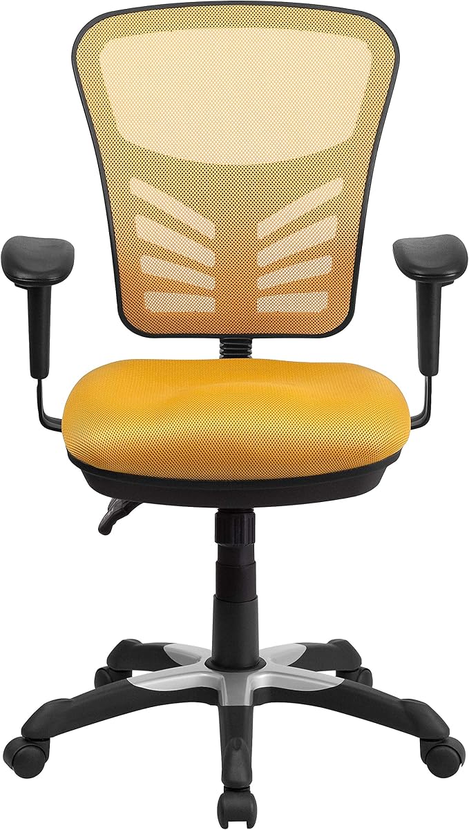 Flash Furniture Nicholas Mid-Back Yellow-Orange Mesh Multifunction Executive - Image 5