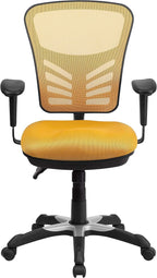 Flash Furniture Nicholas Mid-Back Yellow-Orange Mesh Multifunction Executive - Image 5