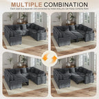 Hanherry Sectional Sofa with Pull Out Couch Bed, 8 Seat Corduroy Sleeper Sofa - Image 7