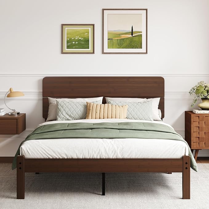 BOSRII 14in High Solid Bamboo Wood Platform Full Size Bed Frame - Image 9
