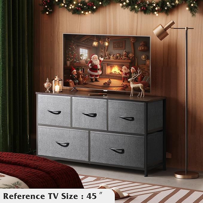 WLIVE Dresser for Bedroom with 5 Drawers, Wide Chest of Drawers, Fabric Dresser - Image 2