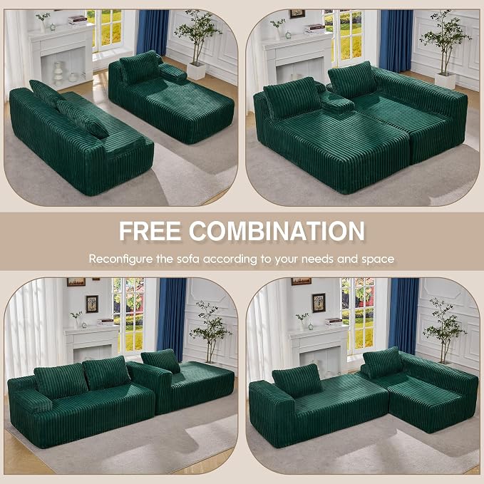 Hobestluk Modular Sectional Sofa Couches L-Shape Couch 3 Seat Modular Sofa - Image 7