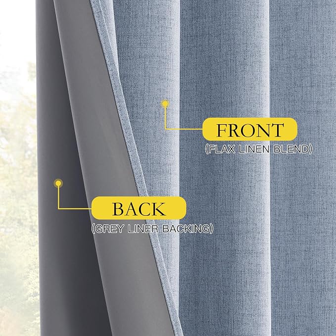 NICETOWN Full Blackout Back Tab Linen Curtains 84" Long 2 Panels Set, Boho-Chic - Image 7
