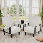 Andeworld Modern Beige Accent Chair, PU Leather Upholstered Armchair Side Chair - Image 6