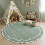 GarveeHome Round Rugs 4ft Scalloped Washable Small Circle Rug by GarveeHome