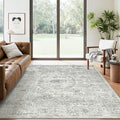 Soalmost 5x7 Area Rugs Light Gray Washable Trendy Faded Style Floral Rugs | by Soalmost