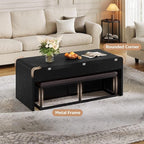 Lift Top Coffee Table with Bench, 4-in-1 Multi-Function Coffe Table w/Curved - Image 4