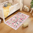 DUKINO 2x4 Entryway Rug, Floral Washable Kitchen Rugs Non Slip, Soft Indoor - Image 4