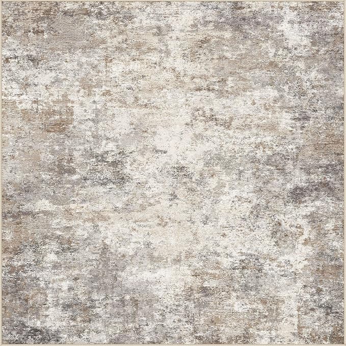 UERMEI Square Area Rugs : Washable 6x6 Neutral Modern Abstract Carpet - Image 9