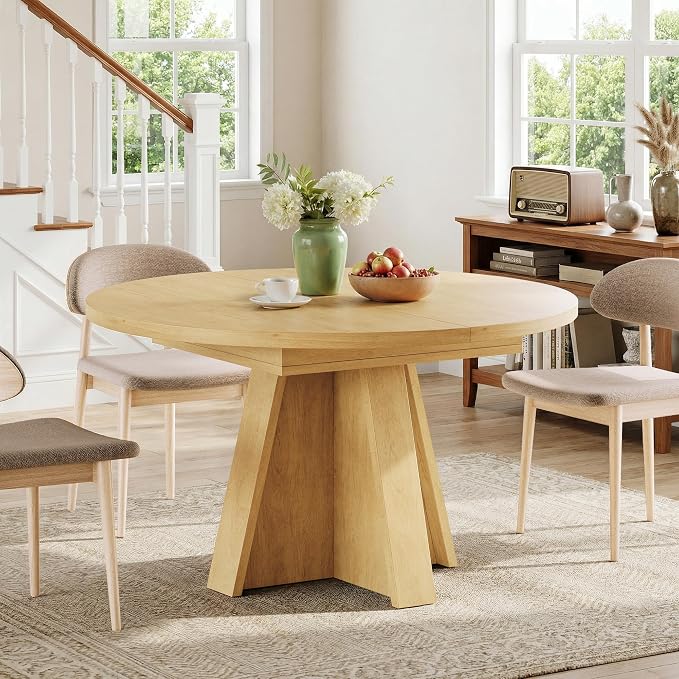 iPormis 43.3in-59in Extendable Round Dining Table - Image 8