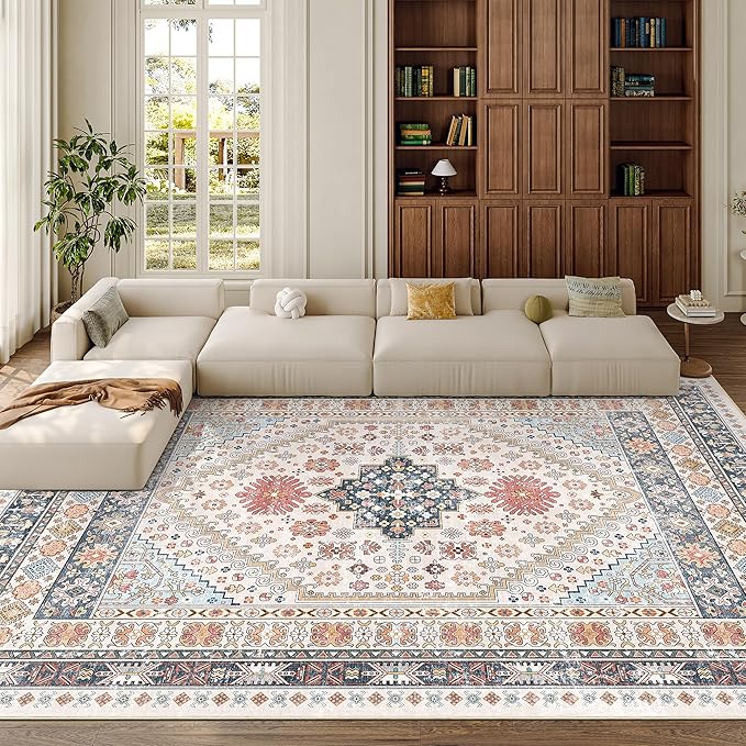 Pink Rugs for Bedroom-8x10 Area Rugs for Living Room, Dining Room, Low Pile by Zesthome