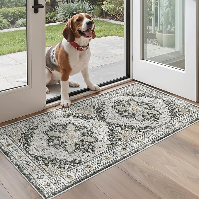 Madane Washable Area Rug 2x4, Small Entryway Rugs Non-Slip, Low-Pile Floor - Image 2