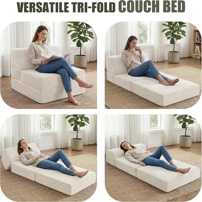 Kasunpul Folding Sofa Bed with Pillow, Memory Foam Fold Out Chair Bed, - Image 3