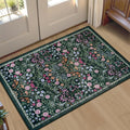 PLHXFR 2x3 Small Entryway Rug: Floral Washable Indoor Carpet Dark Green | by PLHXFRSoftAreaRugs