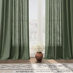 Extended Curtain Olive Green Linen Sheer Curtains - Image 6