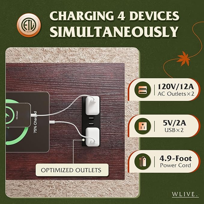 WLIVE Narrow End Table with Charging Station of Open Storage Shelf，Sofa Side - Image 4