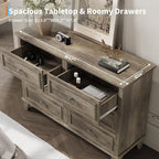 IDEALHOUSE 6 Drawer Dresser, Wooden Storage Chest of Drawers - Image 5