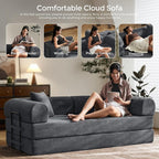 79" Convertible Sofa Bed with Fixed-Shape Frame & Removable Armrests, Modular - Image 9