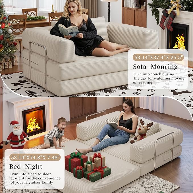 BSHOMGI 4 in 1 Futon Sofa Bed Queen Size - Image 5