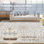 Area Rug 9x12 Washable Rug, Vintage Boho Medallion Rugs Non-Slip Soft Low Pile - Image 7