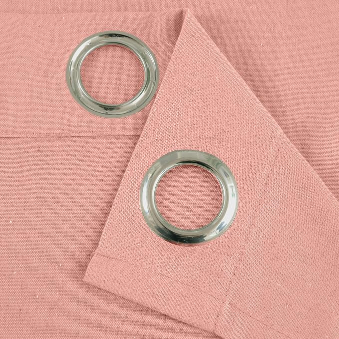 YoungsTex Dusty Rose Linen Curtains 63 Inches Length - Image 9