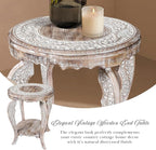 Farmhouse Round Accent End Table, Rustic Side Table Nightstands - Image 5