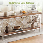 LITTLE TREE Sofa Table, 70.9 Inch Industrial Behind Couch Table - Image 7