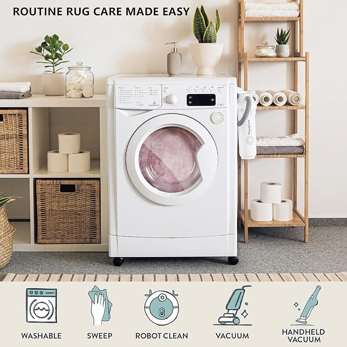 Ompaa Living Room Rug 5x8 Pink Area Rug Machine Washable Rug Non Slip Indoor - Image 6