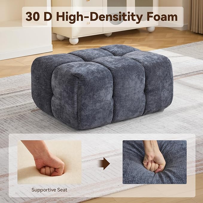 Large Boneless Ottoman, Upholstered Cloud Ottomans - Image 3
