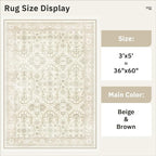 Soalmost 3x5 Rugs, Small Washable Kitchen Entryway Area Rug Beige/Brown | - Image 5