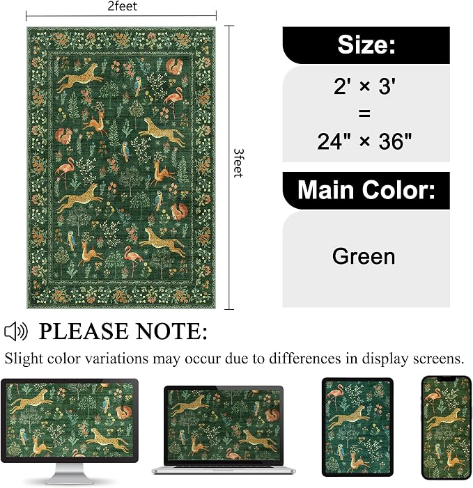 DUKINO 2x3 Entryway Rug, Washable Door Mat Animal Rug - Image 2