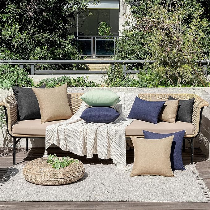 MIULEE Pack of 2 Decorative Outdoor Solid Waterproof Throw Pillow Covers Faux - Image 5