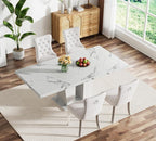 Henf 5 Pieces Faux Marble Dining Table Set - Image 2