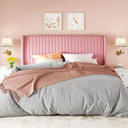 Allewie King Size Velvet Bed Frame/Vertical Channel Tufted Wingback - Image 3