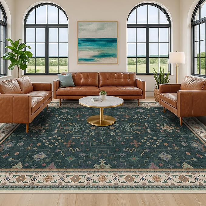 Dark Green Oushak Living Room Rug 10x12 - Image 4