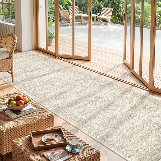2'6 x 10' Runner Rug Non Slip, Washable Kitchen Rugs, Living Room, Long Rug by Restydon