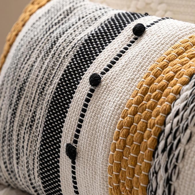 Decorative Lumbar Throw Pillow Cover 14x24 Boho Yellow Mustard Accent Cushion - Image 3
