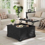 Furnideco Farmhouse Lift Top Coffee Table, Square Wood Center Table - Image 4