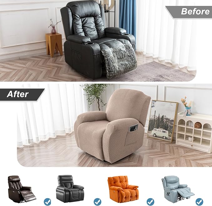Genina Recliner Chair Covers, Stretch Reclining Chair Cover, Recliner Sofa - Image 6