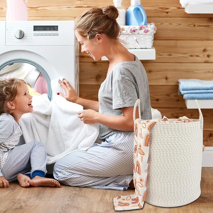 XUANGUO Cotton Rope Laundry Basket Hamper - Image 4