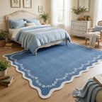 GarveeHome Scalloped Area Rugs 8x10 Large Blue Washable Living Room Rug | Soft - Image 3