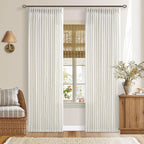 Natural Pinch Pleated Linen Blend Semi Sheer Window Curtains 90 Inches Long | by Twodrapes
