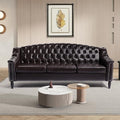 LEVNARY Mid-Century Modern Leather Couch, Chesterfield Sofa Sleeper Settee by LEVNARY