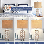 PARTPHONER Modern Coastal Table Lamp, 3-Way Dimmable Touch Control, 2 USB - Image 3