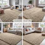 8x10 Fluffy Shag Area Rugs for Living Room Bedroom: Soft Carpet Gray Camel | - Image 7