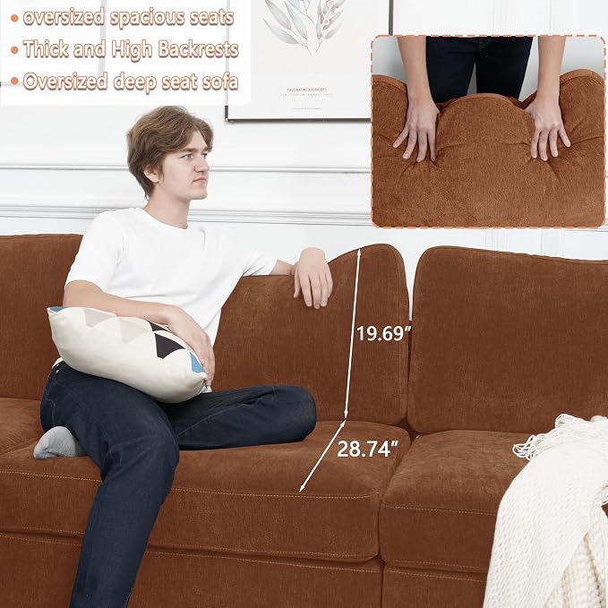 EASE MOOSE Brown Sectional Modular Sofa, Comfty 3 Seat Cloud Couch, FSC - Image 7