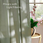 NICETOWN Thick Linen Greyish Green Curtains - Image 3