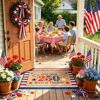 2 Pcs Patriotic Door Mat, America 250th Anniversary Layered Welcome Mat - Image 3