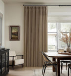 Dark Brown Pinch Pleat Linen Semi Sheer Curtains - Image 9